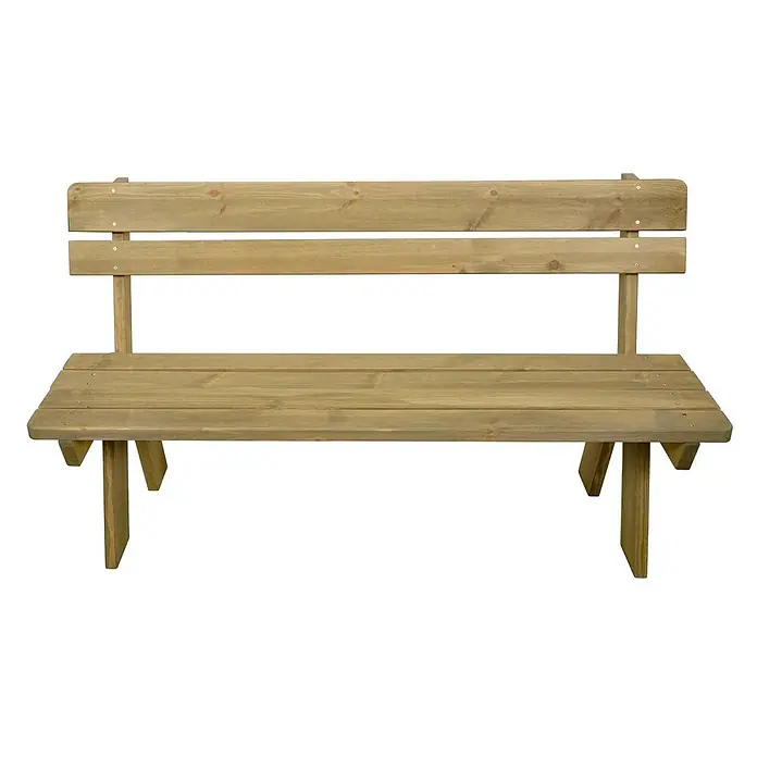 Proregal Gartenbank aus Holz - B x T x H: 148 x 54 x 86 cm, Natur - Helle Holzgartenbank mit Lattenrückenlehne und Sitzfläche.