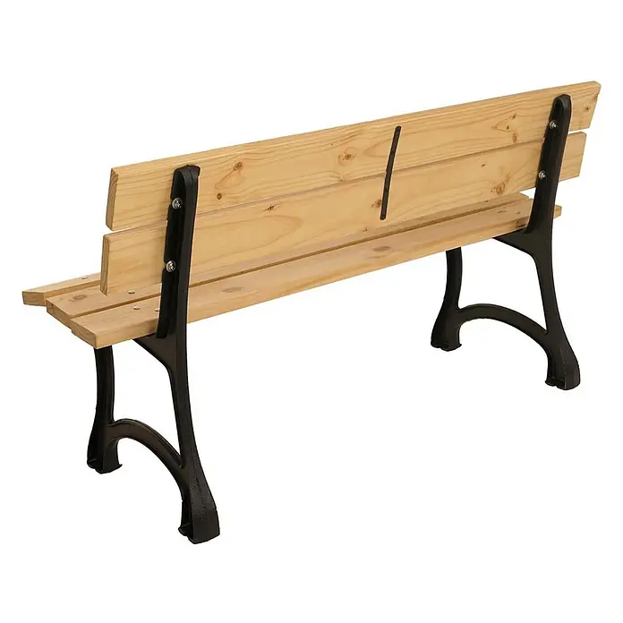 Proregal Gartenbank aus Holz - B x T x H: 125 x 59 x 78 cm, Hellbraun - Holzparkbank mit dunklem Metallgestell.
