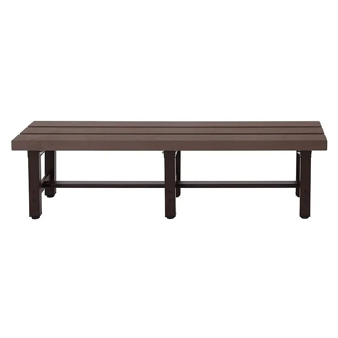 Proregal Gartenbank wetterfest WPC - Aluminium, Braun - Robuste braune Lattenbank mit dunklem Metallgestell.