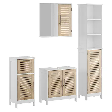 Vicco  Badmöbel-Set Looma Weiß/Eiche 4 Teile
