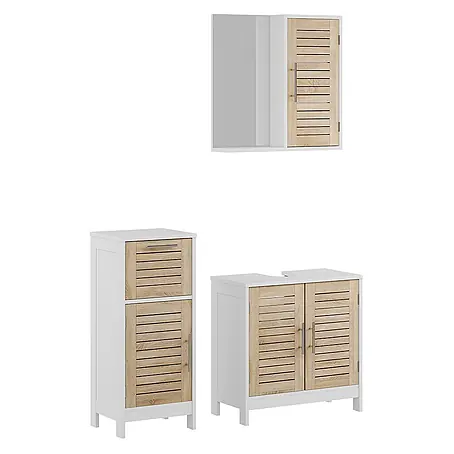 Vicco  Badmöbel-Set Looma Weiß/Eiche 3 Teile