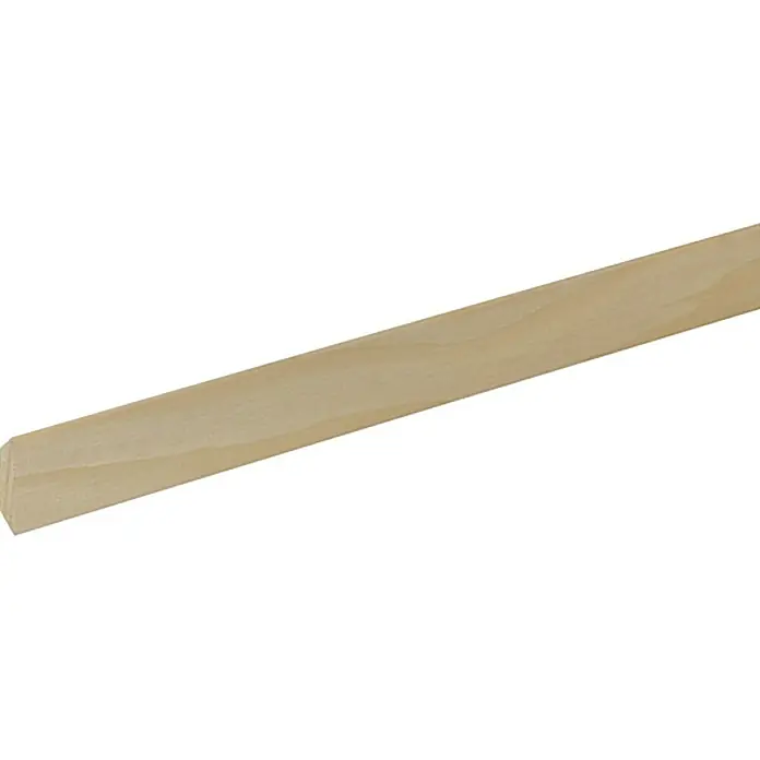 Profiles and more Dreikantleiste - L x B x H: 100 cm x 22 mm x 22 mm, Nordische Kiefer - Nahaufnahme eines unbehandelten Holzleistenstücks, das sich ideal für DIY-Projekte und Holzarbeiten eignet. Vielseitiges Material für Handwerker.