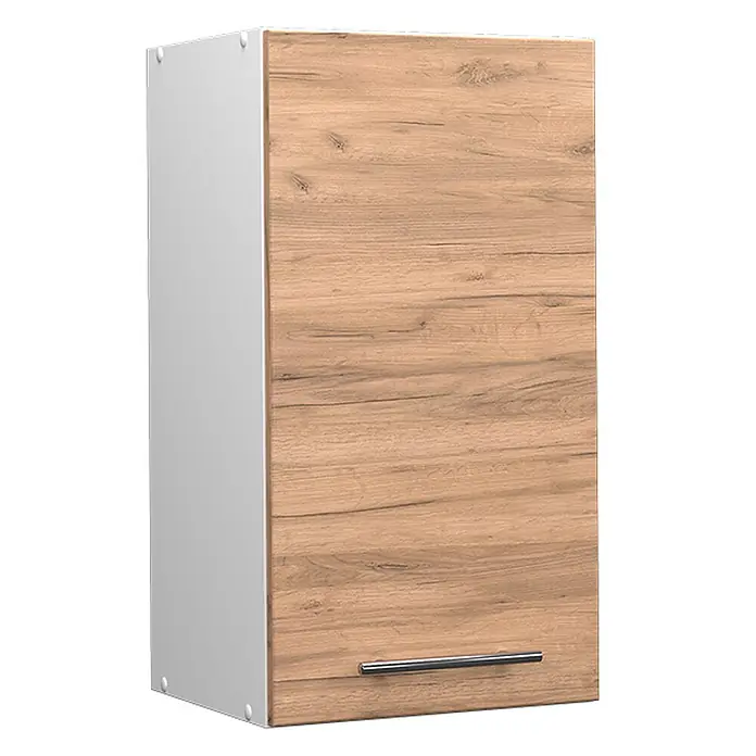Vicco Schrankküche Fame-Line Goldkraft Eiche - Goldkraft Eiche, Hängeschrank 40 cm - Küchenhängeschrank mit heller Holzmaserungstür, weißer Seitenwand und silbernem Griff.