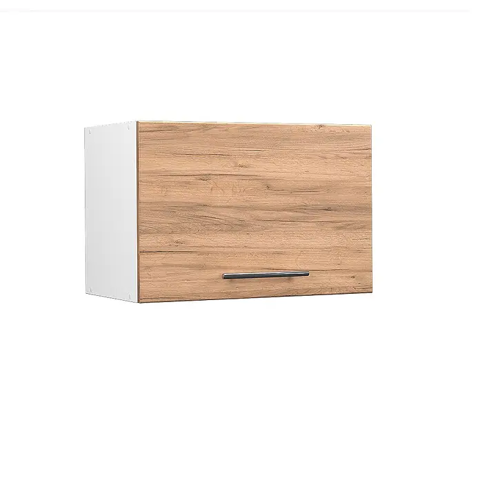 Vicco Schrankküche Fame-Line Goldkraft Eiche Flach - Goldkraft Eiche, Hängeschrank 60 cm (flach) - Wandschrank mit heller Holzoptik-Tür, weißem Korpus und Metallgriff.