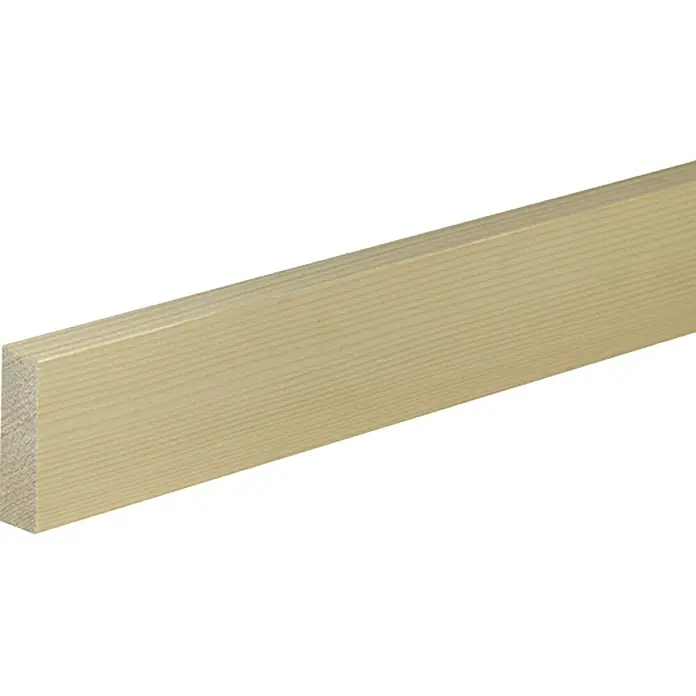 Rechteckleiste - 100 x 1,9 x 6 cm, Fichte/Kiefer - Nahaufnahme eines unbehandelten Holzstücks mit sichtbarer Maserung, ideal für Bau- oder Bastelprojekte.