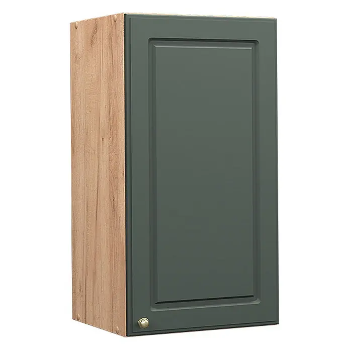 Vicco Schrankküche Fame-Line Grün-Gold Landhaus - Grün-Gold Landhaus, Hängeschrank 40 cm - Hängeschrank mit dunkelgrüner Kassettentür und heller Holzoptik-Seitenwand.
