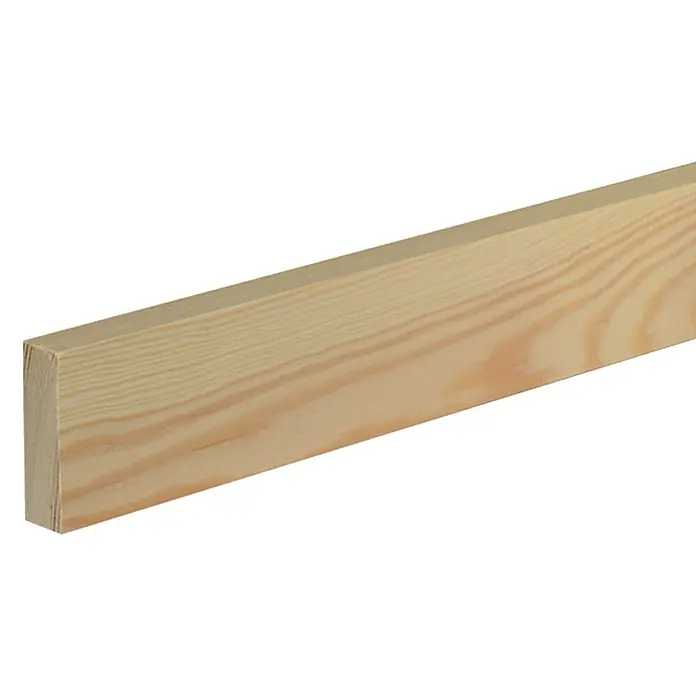 Rechteckleiste - 240 x 1,9 x 6 cm, Fichte/Kiefer - Detailaufnahme eines hellen, unbehandelten Holzbretts mit deutlicher Maserung. Ideal für Bau- und Bastelprojekte.