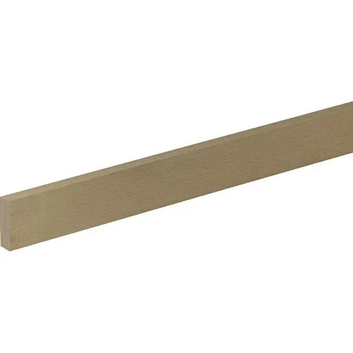 Rechteckleiste - 190 x 2,9 x 1 cm, Buche - Ein helles Holzprofil, rechteckig, ideal für Bau- und Bastelprojekte, präsentiert auf neutralem Hintergrund.