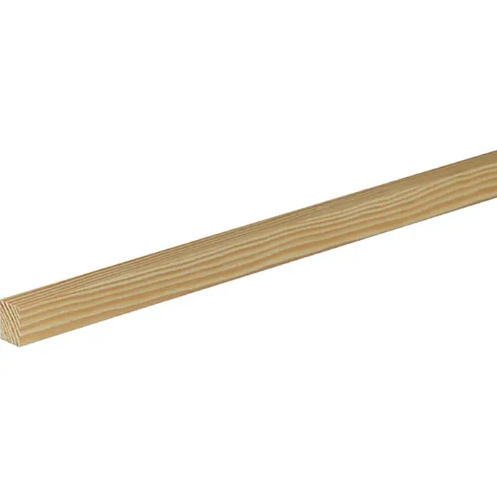 Profiles and more Rechteckleiste - 100 cm x 19 mm x 13 mm, Fichte/Kiefer - Nahaufnahme eines Kantholzes mit deutlicher Holzmaserung, ideal für Bau- und Bastelprojekte.