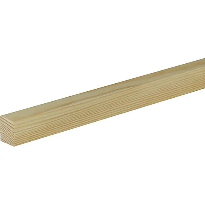 Profiles and more Rechteckleiste - 100 cm x 29 mm x 23 mm, Fichte/Kiefer - Nahaufnahme eines unbehandelten, hellen Holzrahmens, der die natürliche Maserung und Textur des Holzes hervorhebt. Ideal für DIY-Projekte und Konstruktionen.