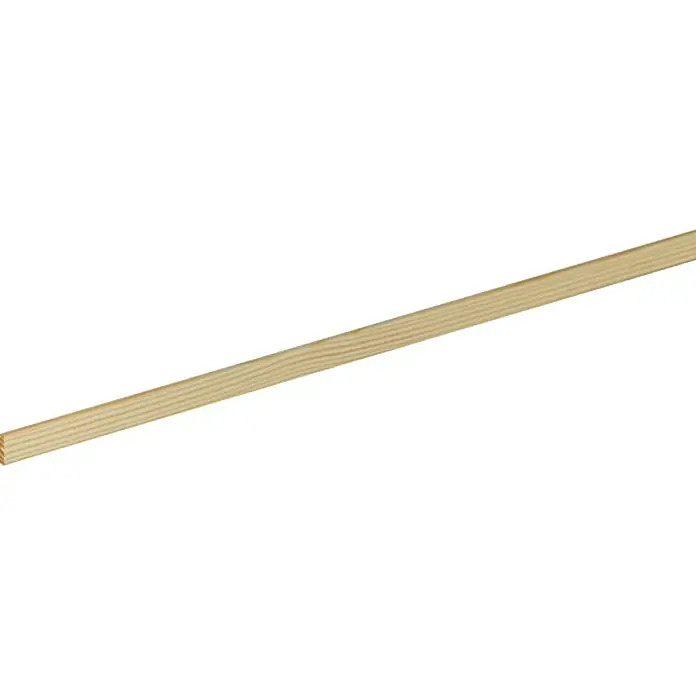 Profiles and more Rechteckleiste - 100 cm x 10 mm x 3 mm, Fichte/Kiefer - Nahaufnahme einer Holzleiste, die die Maserung des Holzes und die rechteckige Form des Produkts hervorhebt.