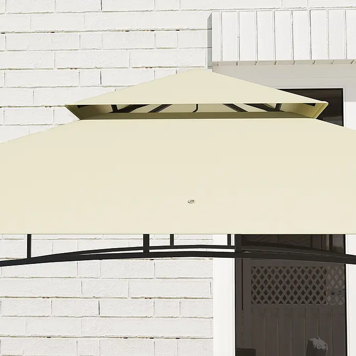 Furnicato Grillpavillon - B x T: 150 x 240 cm, Farbe Gestell: Dunkelgrau, Stahl - Creme-farbenes, zweistufiges Pavillondach aus Stoff mit schwarzem Metallrahmen.