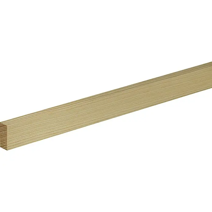 Profiles and more Rechteckleiste - 100 cm x 29 mm x 13 mm, Fichte/Kiefer - Detailaufnahme eines Holzstücks mit sichtbarer Maserung, ideal für Heimwerkerprojekte und Bauvorhaben.