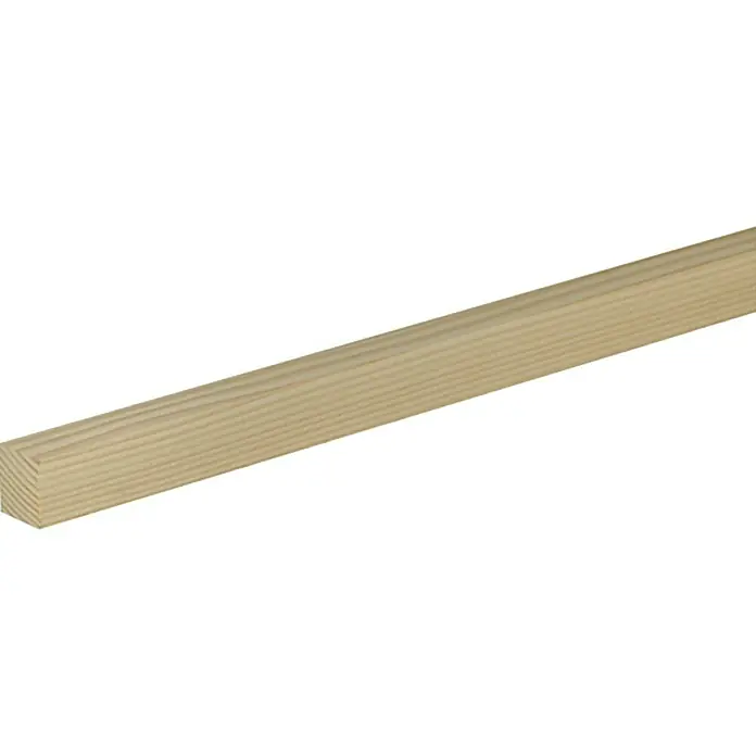 Profiles and more Rechteckleiste - 100 cm x 23 mm x 19 mm, Fichte/Kiefer - Detailaufnahme einer hellen, unbehandelten Holzleiste mit feiner Maserung, ideal für Bauprojekte und Modellbau.