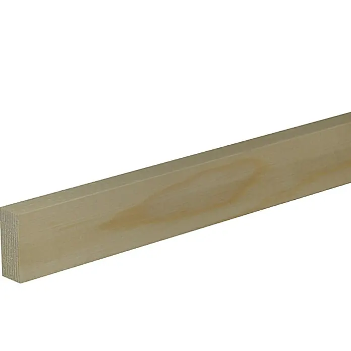 Profiles and more Rechteckleiste - 100 cm x 46 mm x 19 mm, Fichte/Kiefer - Detailaufnahme eines unbehandelten Holzstücks, das die natürliche Maserung und die helle Farbe des Holzes hervorhebt. Ideal für DIY-Projekte.