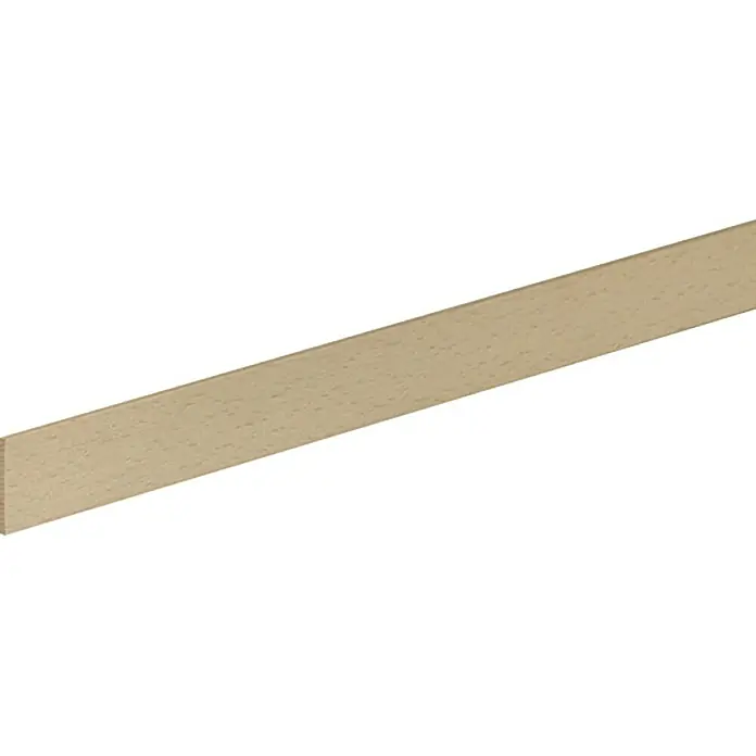 Profiles and more Rechteckleiste - 95 cm x 29 mm x 3 mm, Buche - Nahaufnahme einer hellen Holzleiste, ideal für Modellbau oder feine Holzarbeiten, präsentiert die natürliche Maserung und Textur.