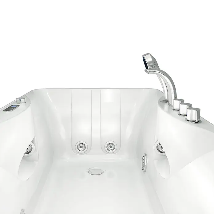 AcquaVapore Badewanne Fertigdusche W49-PR - Acryl, Weiß - Weiße moderne Badewanne mit integrierter Chromarmatur, Bedienfeld und Hydromassagedüsen.