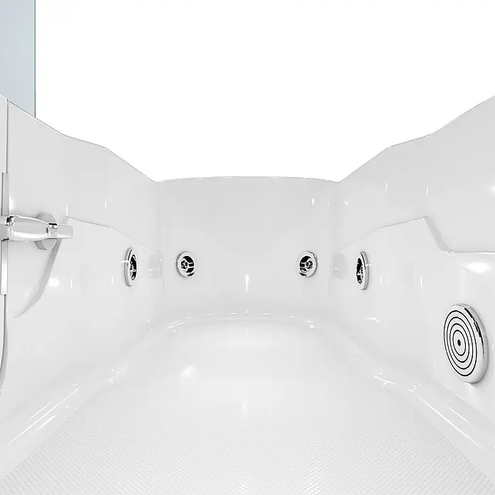 AcquaVapore Badewanne Fertigdusche S17D-WP-L - 150 x 75 cm, Acryl, Weiß - Weißer Whirlpool-Innenraum mit Chromdüsen, Brausekopf und strukturierter, rutschfester Unterseite.