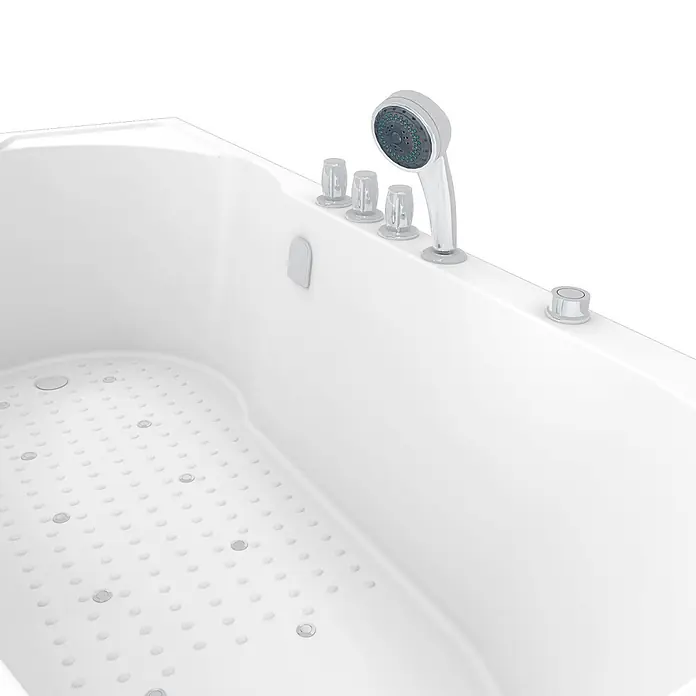 AcquaVapore Badewanne Fertigdusche S12-TH-AIR-R - 85 x 170 cm, Acryl, Weiß - Weiße Badewanne mit integrierter Handbrause, Bedienknöpfen und strukturiertem Antirutschboden mit Hydromassage-Düsen.