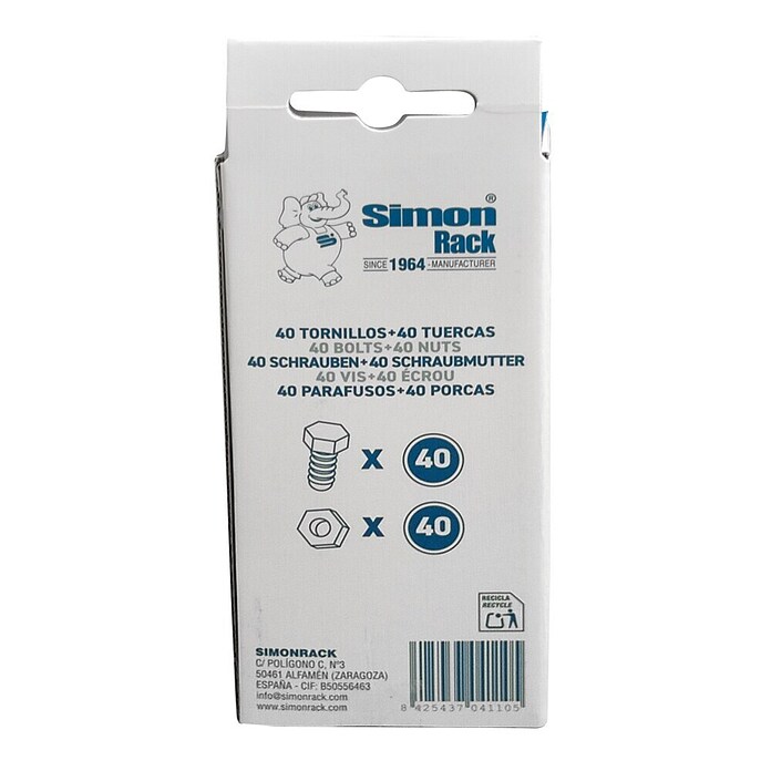 Simonrack Juego de tornillos y tuercas (Apto para: Estanterías Simonrack)