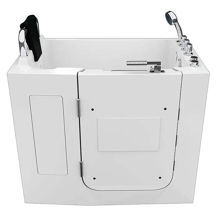 AcquaVapore Badewanne Fertigdusche S08WP-TH-C-L - 110 x 68 cm, Acryl, Weiß - Weiße begehbare Badewanne mit leicht zugänglicher Tür, integriertem Sitz, Handbrause und Haltegriff.