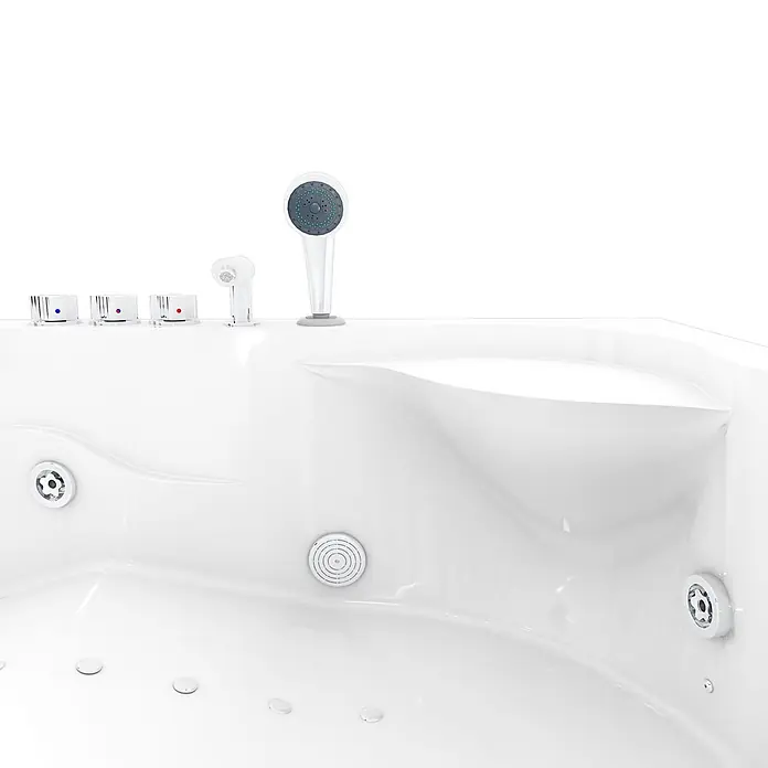 AcquaVapore Badewanne Fertigdusche W23H-R - Acryl, Weiß - Weißer Jacuzzi mit Chromdüsen, Bedienelementen und Handbrause.