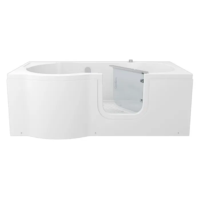 AcquaVapore Badewanne Fertigdusche S12-AIR-R - 85 x 170 cm, Acryl, Weiß - Weiße barrierefreie Badewanne mit integrierter Glas-Einstiegstür für einfachen und sicheren Zugang.
