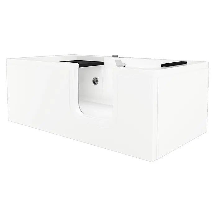 AcquaVapore Badewanne Fertigdusche S15WP-R - 150 x 75 cm, Acryl, Weiß - Weißer barrierefreier Einstiegsbadewanne mit integriertem Sitz und Sicherheitsgriff.