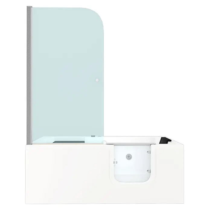AcquaVapore Badewanne Fertigdusche S15D-WP-R-EC - 150 x 75 cm, Acryl, Weiß - Weiße Einstiegswanne mit Klarglas-Duschabtrennung.
