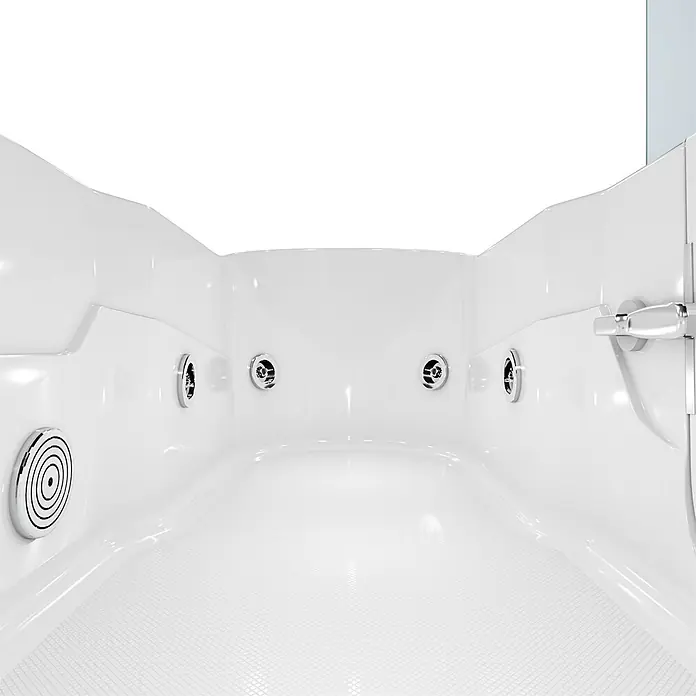 AcquaVapore Badewanne Fertigdusche S17D-WP-R - 75 x 150 cm, Acryl, Weiß - Weißer Whirlpool-Innenraum mit Chromdüsen, rutschfestem Boden und Brause.