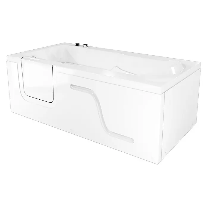 AcquaVapore Badewanne Fertigdusche S17-WP-R - 75 x 150 cm, Acryl, Weiß - Weiße Badewanne mit Einstiegstür und integriertem Haltegriff für barrierefreies Baden.