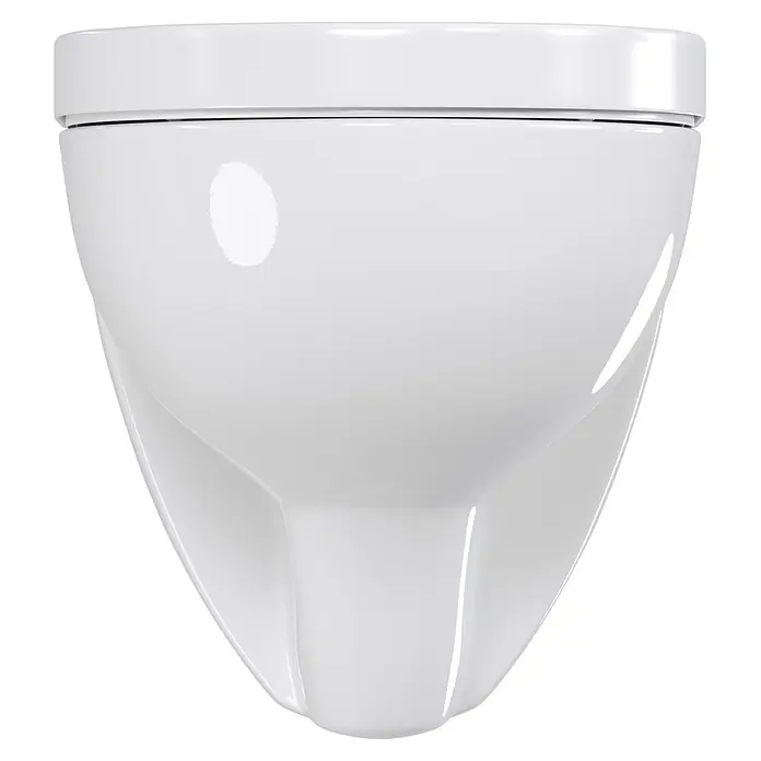 Villeroy & Boch Wand-WC-Set Targa Twist Flush - Spülrandlos, Ohne Spezialglasur, Spülform: Tief, WC Abgang: Waagerecht, Weiß - Elegante, weiße Keramik-Toilettenschüssel mit glattem, geschwungenem Design und glänzender Oberfläche.