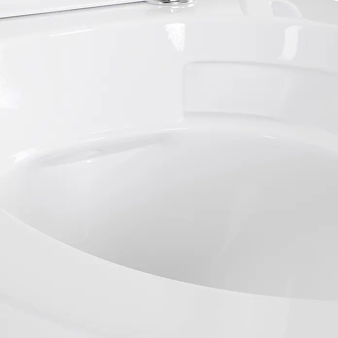 Villeroy & Boch Wand-WC-Set Targa Twist Flush - Spülrandlos, Ohne Spezialglasur, Spülform: Tief, WC Abgang: Waagerecht, Weiß - Glattes, glänzendes weißes Keramikwaschbecken.