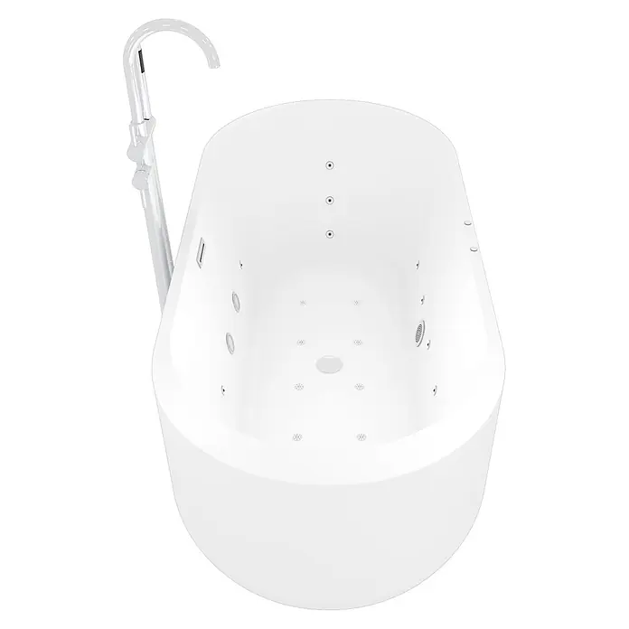 AcquaVapore Freistehende Badewanne Fertigdusche F26-170-AF04 - L x B: 170 x 80 cm, Acryl, Weiß - Weiße freistehende Whirlpool-Badewanne mit Massagedüsen und einer Standarmatur.