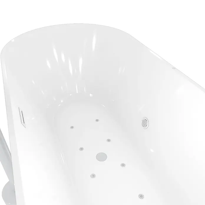 AcquaVapore Freistehende Badewanne Fertigdusche F11-170-AF04 - Acryl, Weiß - Weiße Badewanne mit Hydromassagedüsen und zentralem Abfluss.