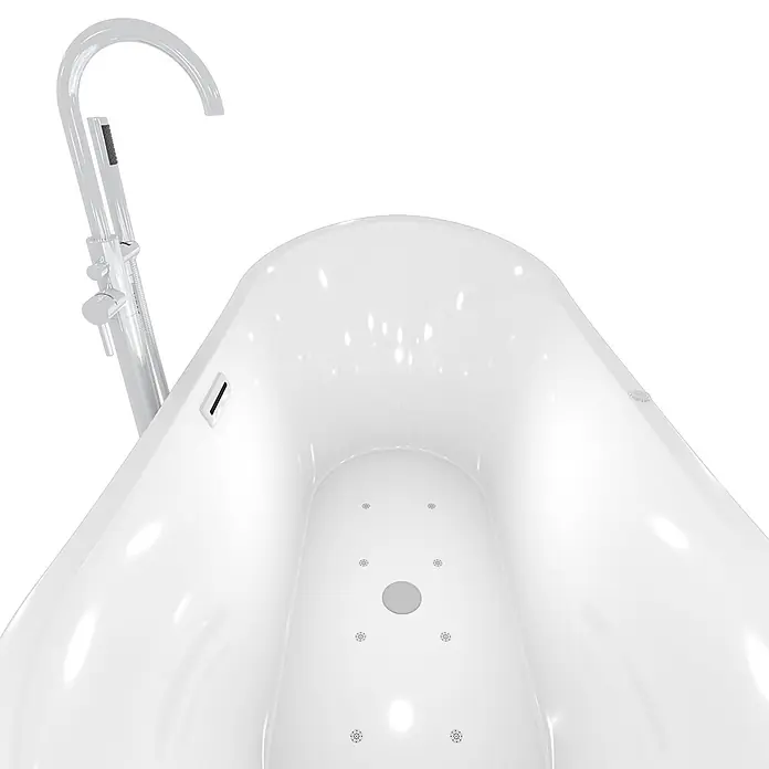 AcquaVapore Freistehende Badewanne Fertigdusche F13-180-AF02 - L x B: 180 x 80 cm, Acryl, Weiß - Weiß freistehende Whirlpool-Badewanne mit chromfarbener Standarmatur und Handbrause.