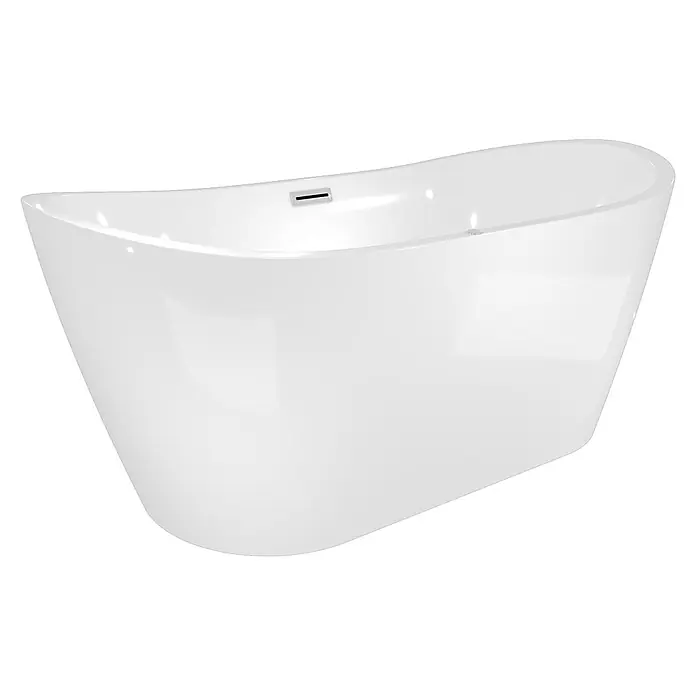 AcquaVapore Freistehende Badewanne Fertigdusche F13-180 - Acryl, Weiß - Weiße freistehende Badewanne mit rechteckigem Überlauf, modernes, glänzendes Design.