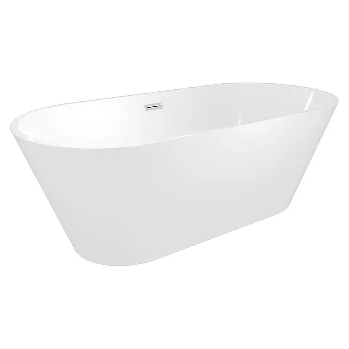 AcquaVapore Freistehende Badewanne Fertigdusche F11-170 - Acryl, Weiß - Moderne weiße freistehende Badewanne mit klarem Design und integriertem Überlauf.