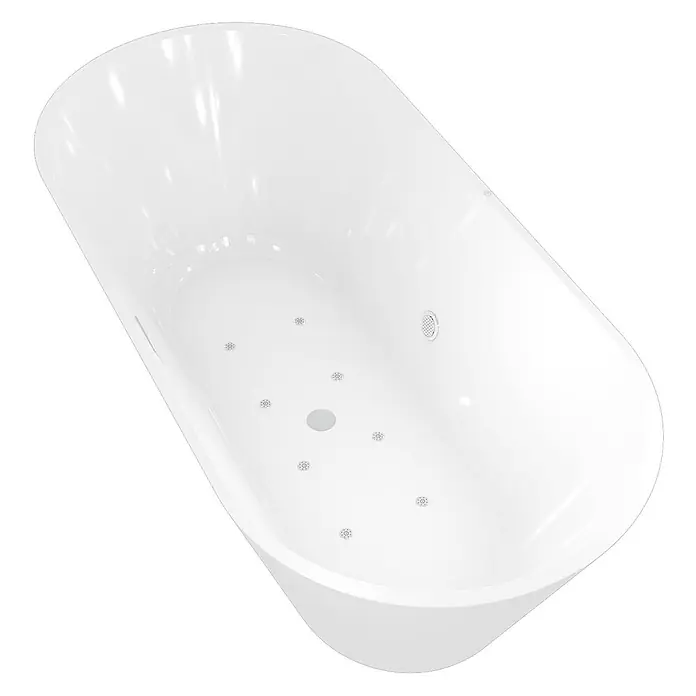 AcquaVapore Freistehende Badewanne Fertigdusche F11-170 - Acryl, Weiß - Weiße, ovale, freistehende Whirlpool-Badewanne.