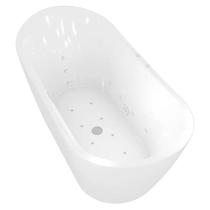 AcquaVapore Freistehende Badewanne Fertigdusche F23-180 - Acryl, Weiß - Weiße freistehende Badewanne mit internen Hydromassagedüsen und Bodendüsen.