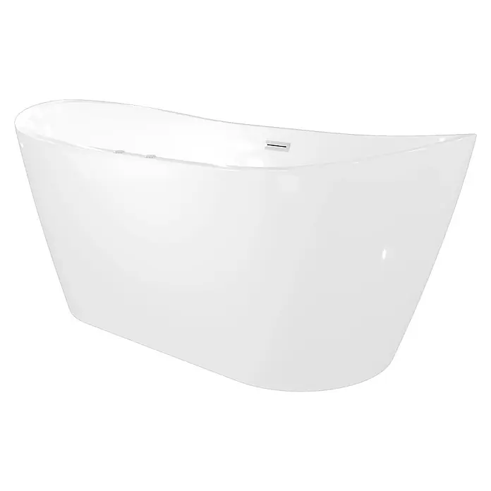 AcquaVapore Freistehende Badewanne Fertigdusche F23-180 - Acryl, Weiß - Weiße glänzende freistehende Badewanne mit integriertem Überlauf.