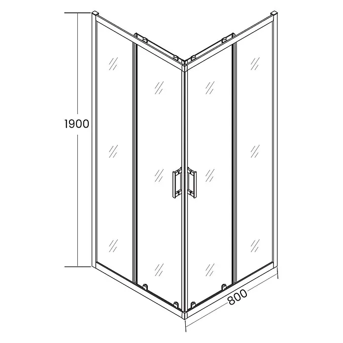 Bad Land Eckdusche - 80 x 80 x 190 cm, Beschichtet, Schwarz, Stärke: 6 mm - Eckduschkabine mit Klarglaspaneelen, Metallrahmen und Doppeltüren mit Griffen. Maße 1900x800mm.