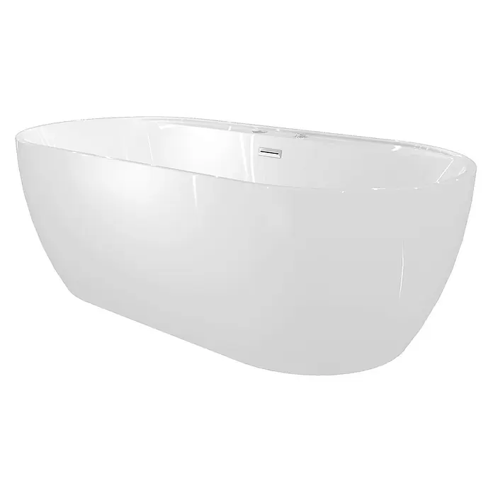 AcquaVapore Freistehende Badewanne Fertigdusche F29-180 - Acryl, Weiß - Weiße freistehende Badewanne mit schlankem, minimalistischem Design.