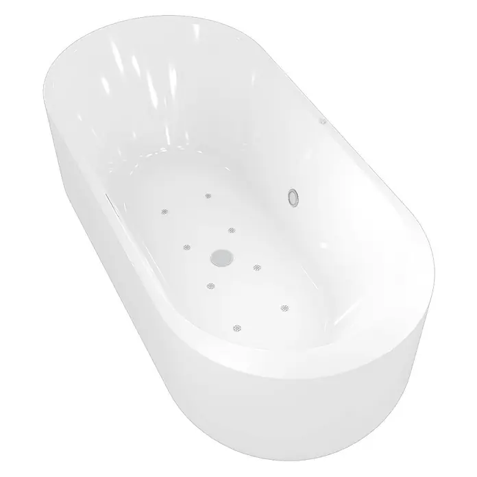 AcquaVapore Freistehende Badewanne Fertigdusche F16-170 - Acryl, Weiß - Weiße freistehende Badewanne mit Hydromassagedüsen.