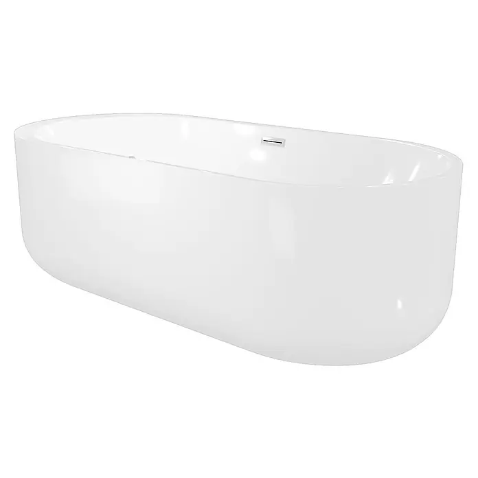 AcquaVapore Freistehende Badewanne Fertigdusche F16-170 - Acryl, Weiß - Weiße freistehende Badewanne mit integriertem Überlauf.