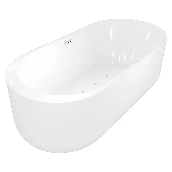 AcquaVapore Freistehende Badewanne Fertigdusche F16-170 - Acryl, Weiß - Weiße freistehende Badewanne mit Hydromassagedüsen und Überlauf.