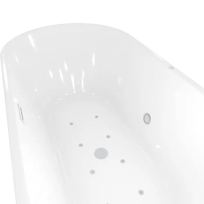 AcquaVapore Freistehende Badewanne Fertigdusche F16-170 - Acryl, Weiß - Weiße Whirlpool-Badewanne mit integrierten Düsen, Abfluss und Überlauf.