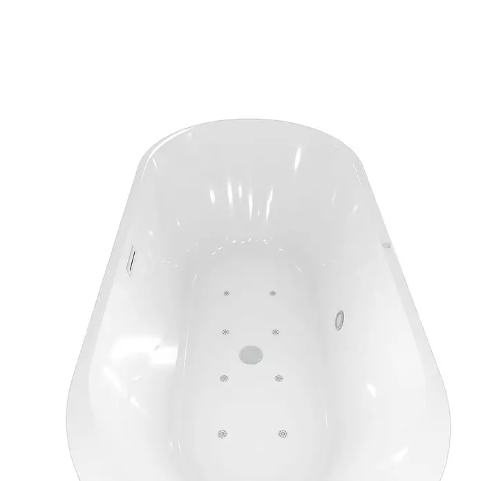 AcquaVapore Freistehende Badewanne Fertigdusche F16-170 - Acryl, Weiß - Weiße freistehende Badewanne mit Hydromassagedüsen und Abfluss.