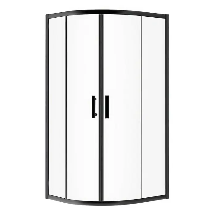 Bad Land Eckdusche HELA Duschkabine Viertelkreis 80 x 80 x 190 cm Schwarz, 6 mm Klarglas, Nano - Beschichtet, Schwarz, Stärke: 6 mm - Viertelkreis Duschkabine mit schwarzem Rahmen und transparenten Glasschiebetüren.