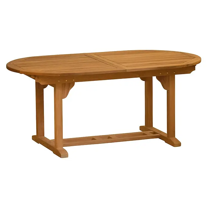 Kai Wiechmann Holzbauschraube -  - Ovaler ausziehbarer Esstisch aus Holz mit Lattenplatte, ideal für den Außenbereich.